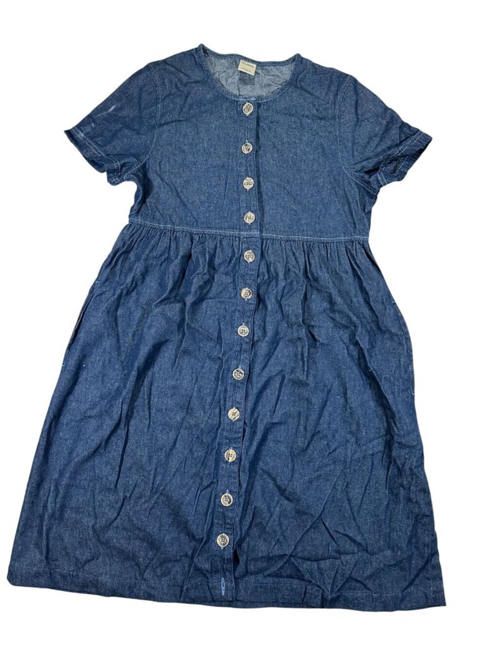 Blair Womens Petite Denim Button Front Midi Dress Size PS Short Sleeve